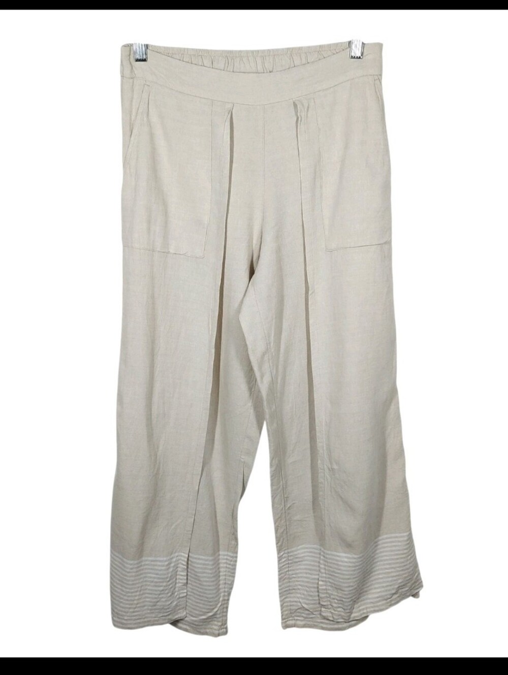 Pure J Jill Linen Blend Pants Size XS Faux Wrap Washable Striped Detail